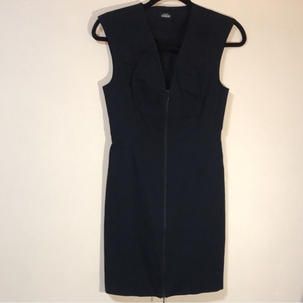 KATE SPADE Saturday Let Loose Black Zip Front Bodycon Dress. size 0
